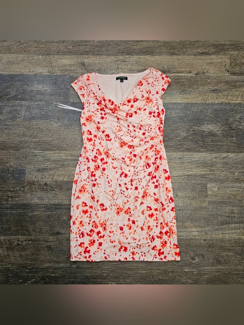 Lauren Ralph Lauren Floral Jersey Surplice Dress Women 14P...NEW